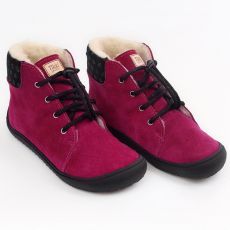 Tikki - zimné topánky Beetle leather fuxia